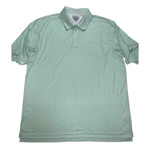 Straight Down Polo Shirt Men Size XXL Green Striped Performance Golf Embroidered